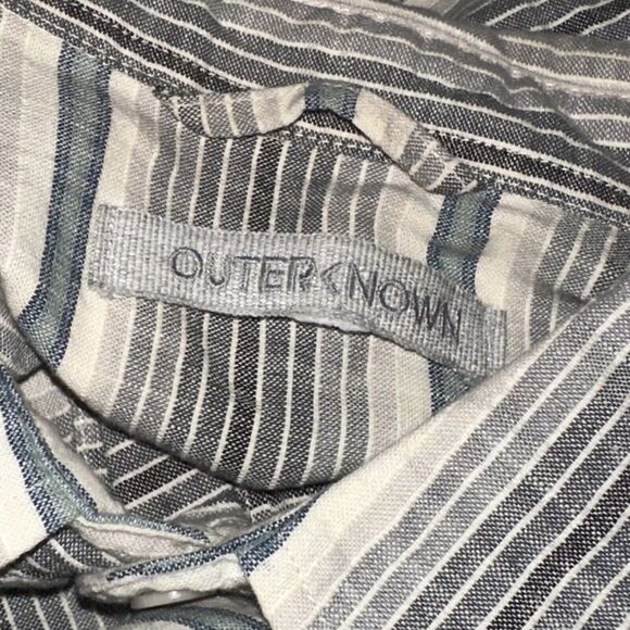 Outerknown Men’s Shirt Striped Cotton Gray Size Medium - Picture 4 of 5